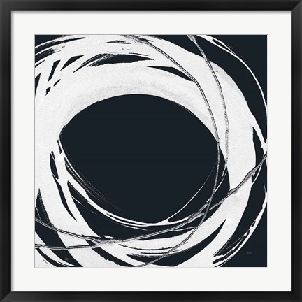 Framed Gilded Enso III BW Print