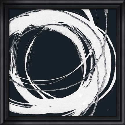 Framed Gilded Enso II BW Print