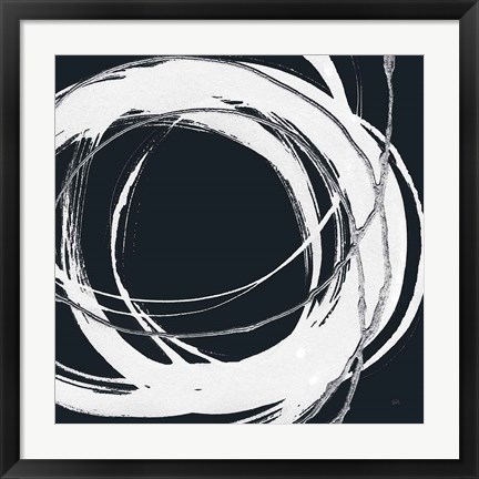 Framed Gilded Enso II BW Print