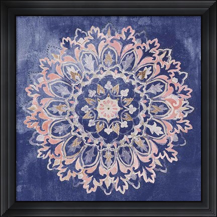 Framed Mandala Delight II Navy Print
