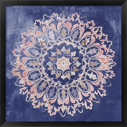 Framed Mandala Delight II Navy Print