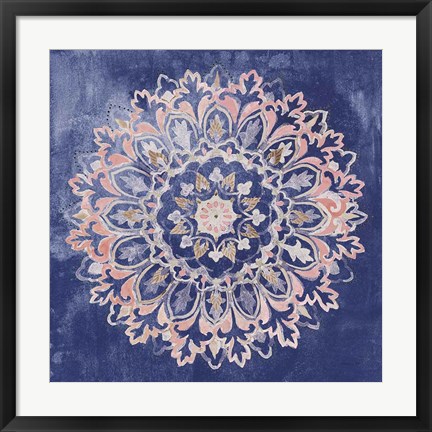 Framed Mandala Delight II Navy Print