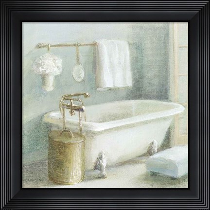Framed Refreshing Bath II Brass Print