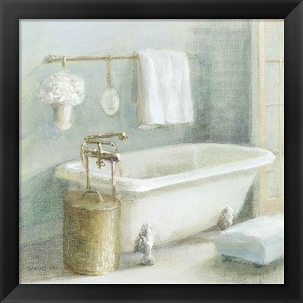 Framed Refreshing Bath II Brass Print