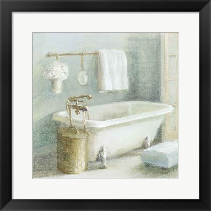 Framed Refreshing Bath II Brass Print