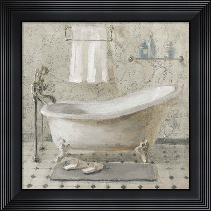Framed Victorian Bath III Neutral Print