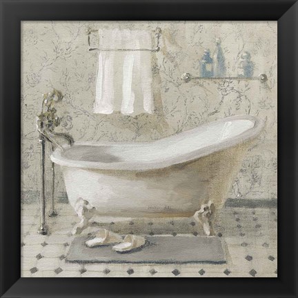 Framed Victorian Bath III Neutral Print