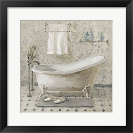 Framed Victorian Bath III Neutral Print