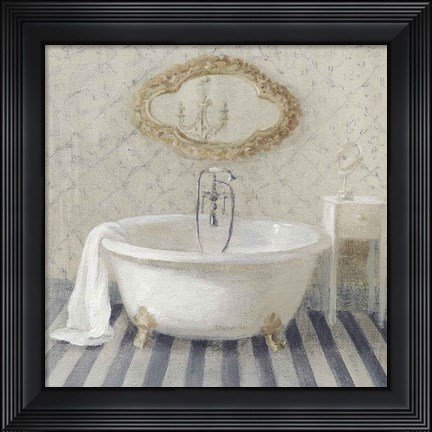 Framed Victorian Bath II Navy Print
