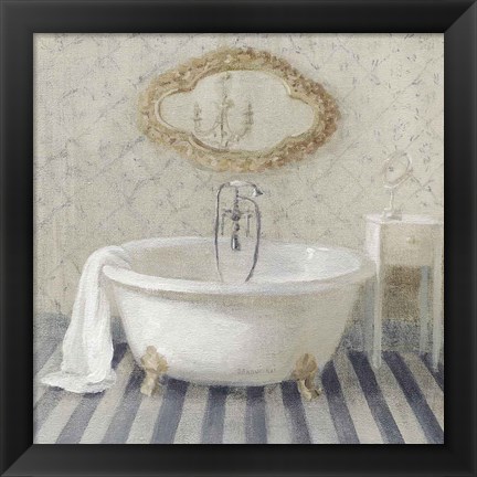 Framed Victorian Bath II Navy Print