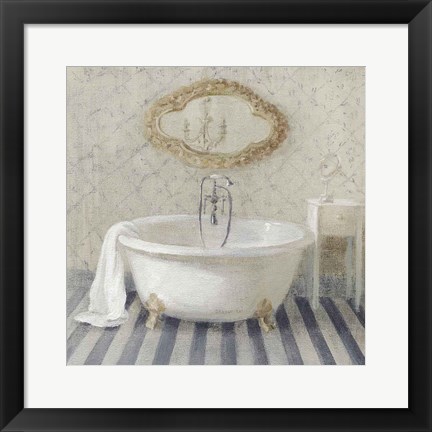 Framed Victorian Bath II Navy Print