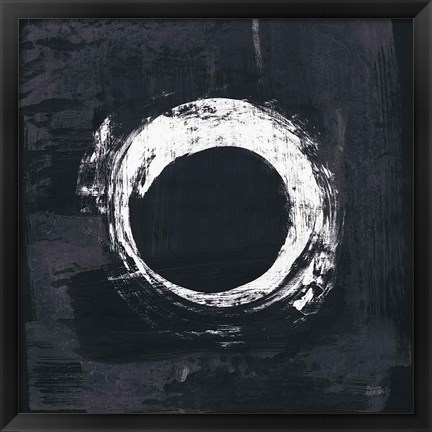 Framed Zen Circle I Black Crop Print