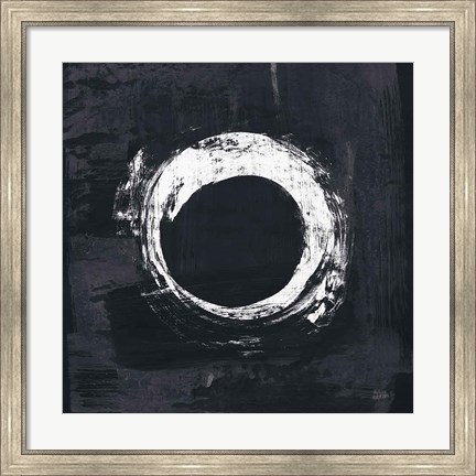 Framed Zen Circle I Black Crop Print