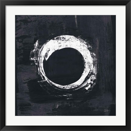 Framed Zen Circle I Black Crop Print