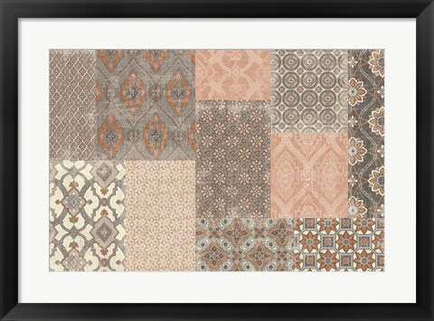 Framed Venetian Patchwork I Orange Gray Print