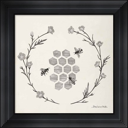 Framed Happy to Bee Home III Neutral Print