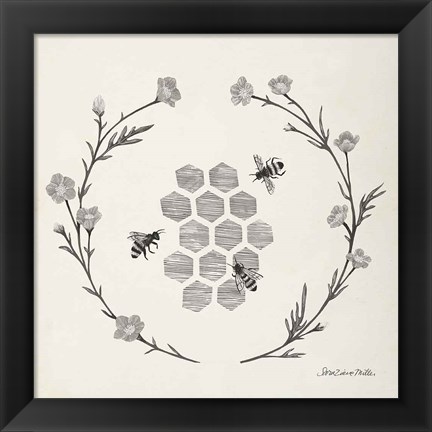 Framed Happy to Bee Home III Neutral Print