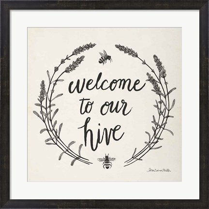 Framed Happy to Bee Home II Words Neutral Print