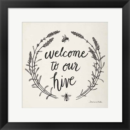 Framed Happy to Bee Home II Words Neutral Print