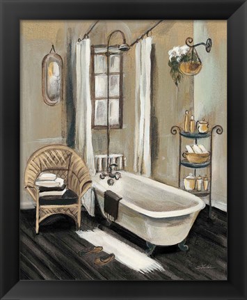 Framed French Bath II Black v2 Print