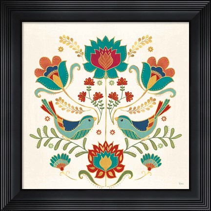 Framed Folk Floral III v2 Print