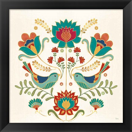 Framed Folk Floral III v2 Print