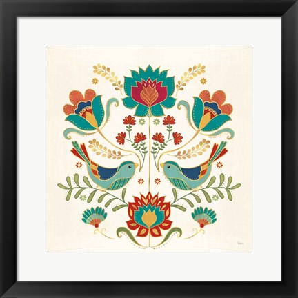 Framed Folk Floral III v2 Print