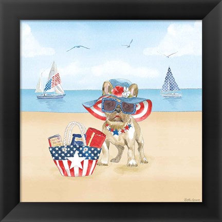 Framed Summer Paws Patriotic IV Print