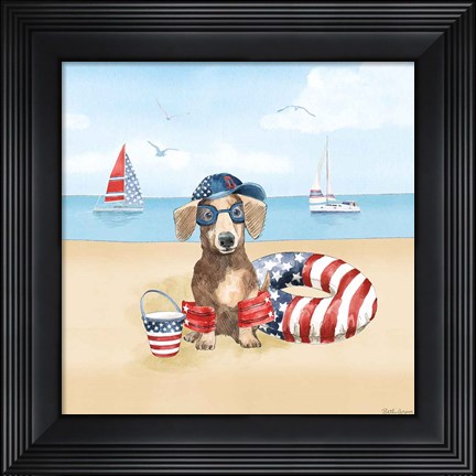 Framed Summer Paws Patriotic III Print