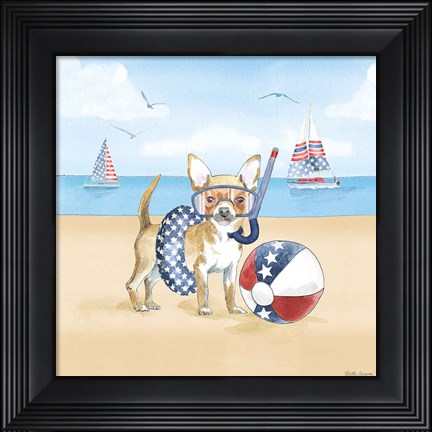 Framed Summer Paws Patriotic II Print