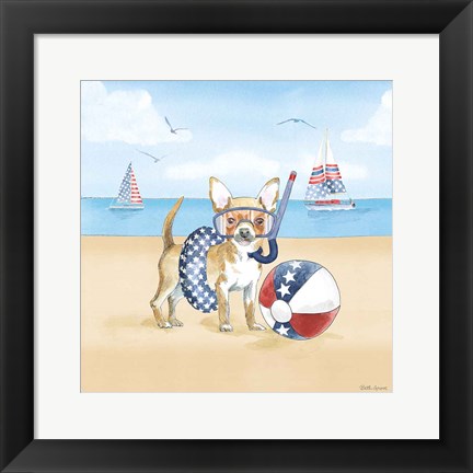 Framed Summer Paws Patriotic II Print