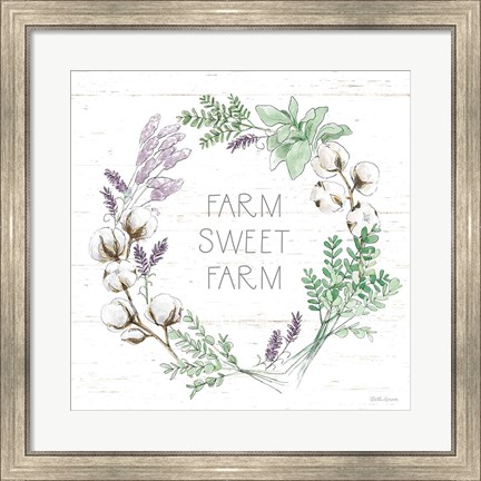 Framed Farmhouse Cotton VIII Sage Print