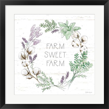 Framed Farmhouse Cotton VIII Sage Print