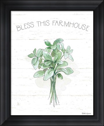 Framed Farmhouse Cotton VI Sage Print