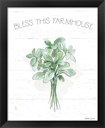 Framed Farmhouse Cotton VI Sage Print