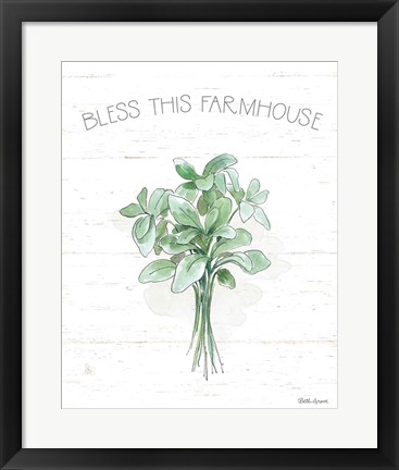 Framed Farmhouse Cotton VI Sage Print