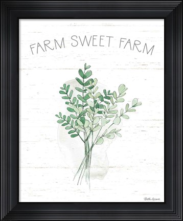 Framed Farmhouse Cotton V Sage Print