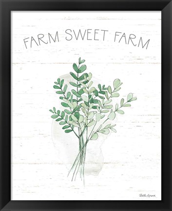Framed Farmhouse Cotton V Sage Print