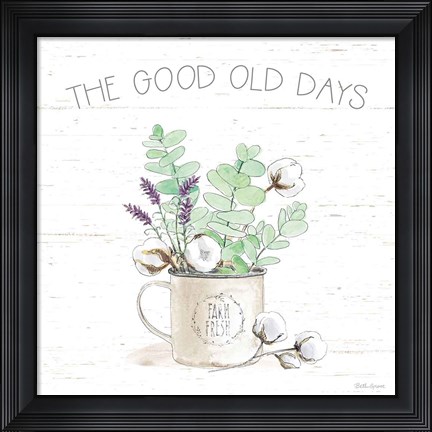 Framed Farmhouse Cotton III Sage Print