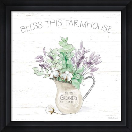 Framed Farmhouse Cotton II Sage Print