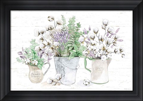 Framed Farmhouse Cotton I Sage Print