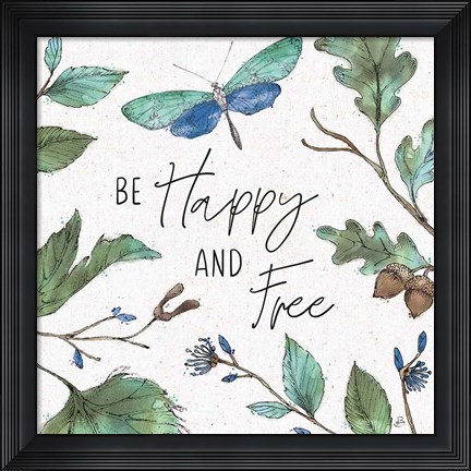 Framed Outdoor Beauties I Color Be Happy and Free Print