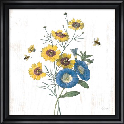 Framed White Barn Flowers VIII Sq Print