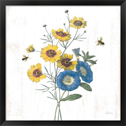 Framed White Barn Flowers VIII Sq Print