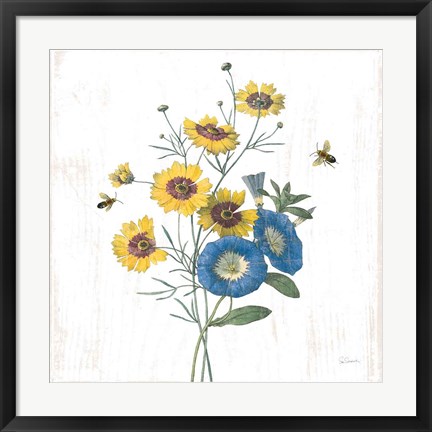 Framed White Barn Flowers VIII Sq Print