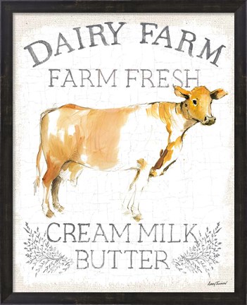 Framed Dairy Farm burlap Print
