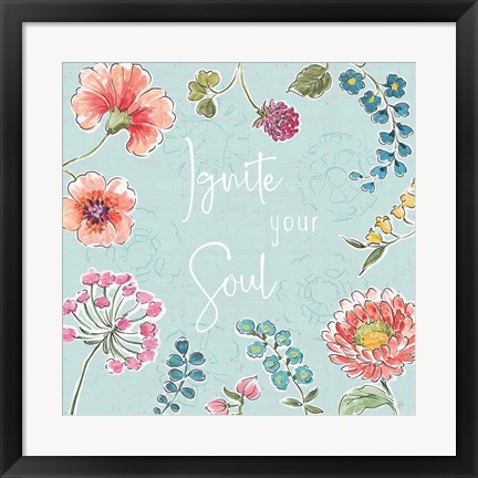 Framed Gypsy Meadow IV Blue Print