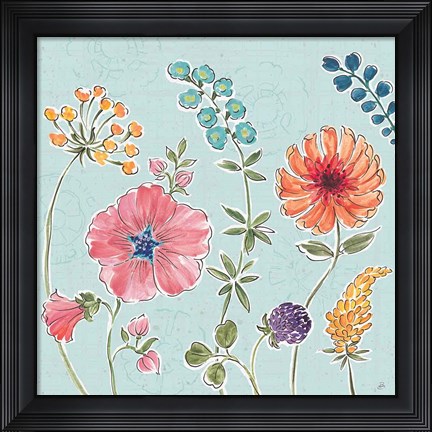 Framed Gypsy Meadow III Blue Print