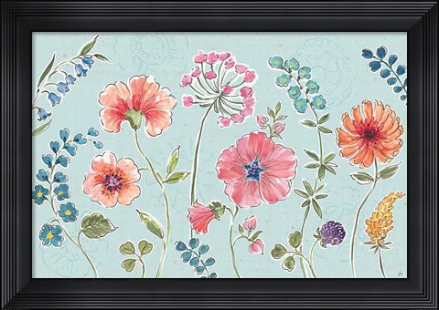 Framed Gypsy Meadow I Blue Print