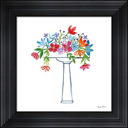 Framed Floral Bathroom II Print